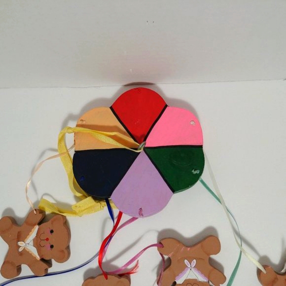 Adorable Colorful Painted Wooden Bear Mobile - Picture 10 of 14